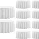 Round Tablecloth 120 Inch 10 Pack White Tablecloths Washable Decorative Linen Polyester Table Clothes Cover for Dining Table Banquets Buffet Parties and Wedding