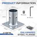 Blulu 4 Pack Galvanized Steel Flange Oblong Base for 1-5/8 OD Tubing, Suitable for Mounting Stainless Worktables, Equipment Stands, Kitchen Equipment Legs