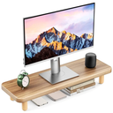 Monitor Stand Riser, 24 Inch Wood Desk Organizer with Monitor Stand & Storage Computer Monitor and Laptop Riser Multifunctional Laptop Stand Desk Organizer for Office Home Screen/Laptop/PC (Light Walnut)