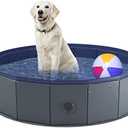 Niubya Foldable Dog Pool, Collapsible Hard Plastic Dog Swimming Pool, Portable Bath Tub for Pets Dogs and Cats, Pet Wading Pool for Indoor and Outdoor, 32 x 8 Inches