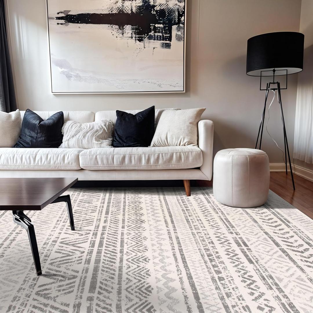 Rugshop Geometric Boho Area Rug – Gray Tribal Pattern, Perfect for Living Room, Dining Room, Bedroom, 5' x 7' Rugshop Geometric Boho Area Rug – Gray Tribal Pattern, Perfect for Living Room, Dining Room, Bedroom, 5' x 7'
