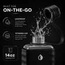 Tritan Flat Water Bottle with SIlicone Case, Square Water Bottle For Travel, Bags, and Purses, Slim Lightweight Leakproof (Black, 14 oz)