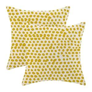 CXMEIFLY Mustard Yellow Cream Polka Dot Pillow Covers 18x18 Inch Set of 2 Boho Outdoor Decor Throw Pillows for Couch Modern Design Watercolor Aesthetic Decorative Cushion Cases for Home Decorations