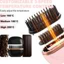Mini Straightener Brush, Rechargeable Portable Hair Straightener Brush, 3-Speed Temperature Control, Anti-Scald Shell, Lightweight and Portable for Home Travel Gift (Pink)