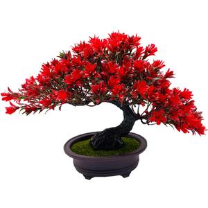 Artificial Plants & Greenery Fycooler Fake Plants Plastic Artificial Bonsai Tree, Red Bonsai Tree Juniper for Home Bedroom Living Room Office Desk Bookshelf Farmhouse Decor Zen Garden Decorations, Red