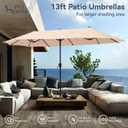 PHI VILLA 13ft Large Patio Umbrella Double-Sided Twin Outdoor Market Umbrella with Crank, Beige