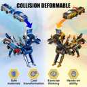 Magnetic Dinosaur Car Toy - 2 in 1 Crash & Transform Vehicle to Dino, No Battery Needed for Kids Age 3-12, Birthday Gift (Gold Blue)