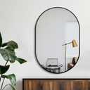 Bathroom Vanity Mirror for Wall, 36''x24'' Black Oval Bathroom Mirror for Over Sink, Bedroom, Living Room, Entryway, HD Tempered Glass, Wall Mounted Horizontally or Vertically