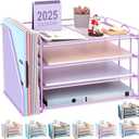 gianotter 4-Tier Paper Organizer With Magazine Holder, Desk Organizers and Accessories, Desk Accessories & Workspace Organizers, File Organizer for Office Supplies Storag (Purple, 4-Tier)