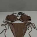 ZAFUL Women's Bikini Sets Ribbed Two Piece Swimsuits Underwire Adjustable Back Clasp Bathing Suit Side Tie Thong Swimwear, (Deep Coffee, Medium)