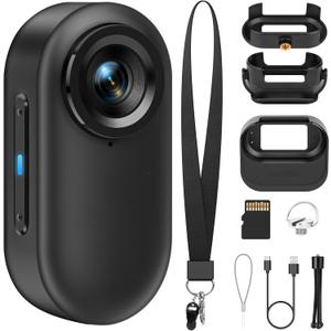 1080P FHD Mini Body Camera: 128GB Sports Action Body Cam, Thumb Size Hands-Free Wearable Pocket Camera, Portable Bodycam Camcorder for Work, Travel, Fishing, Pet Walking, Outdoor Adventures, Black