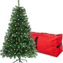 4FT Pre-Lit Green Christmas Tree, Small Artificial Holiday Fir Xmas Tree with 450 PVC Branch Tips, 150 Warm Lights, Foldable Base for Home, Party Decoration
