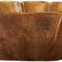 Boho Carved Wood Bowl with Scalloped Edge, Natural