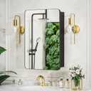 Medicine Cabinet 16x24 Inch, Aluminum Bathroom Mirror Cabinet with Storage, Recessed or Surface Mount, Black Vanity Storage Unit with 3 Anti-Tip Adjustable Acrylic Shelves, Soft Close Hinge