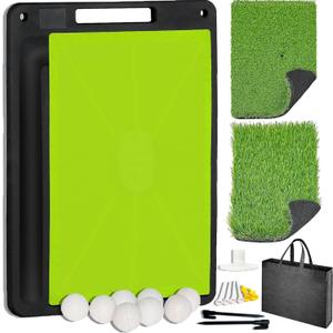 Golf Training Mat Impact Swing Hitting Practice Board w/Heavy Duty Rubber Base, Versatile Replaceable Surface, Outdoor/Indoor Training Aid for Swing Path Feedback (Light Green) Golf Training Mat Impact Swing Hitting Practice Board w/Heavy Duty Rubber Base, Versatile Replaceable Surface, Outdoor/Indoor Training Aid for Swing Path Feedback (Light Green)