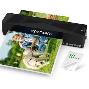 Crenova Laminator Machine with 10 Laminating Sheets, A4 Laminating Machine Hot & Cold with Fast Warm Technology, Thermal Laminator 9 Inch for Home Office School Business Black