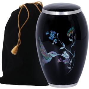 Misaa urn- Urns for Ashes Adult- Handmade Lovely Humming Bird Adult Cremation Urn for Human Ashes - Adult Funeral Urn -urn for Ashes Adult (200 lbs) (1, Black Large)