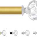 Gold Decorative Crystal Curtain Rods:36-88 Inch Heavy Duty Adjustable Window Curtain Rods for Bedroom Living Room,Brass Golden Modern Girly Acrylic Drapery Pole with Sheer Bling Diamond Finials