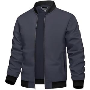 TACVASEN Men's Lightweight Jacket Spring Bomber Fall Windbreaker Casual Stylish Coats with Pockets M