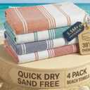 4 x LANE LINEN 4 Pack Beach Towels – Oversized, Pre-Washed, Quick Dry, Sandproof, Lightweight & Absorbent Travel Towels – Extra Large Pool/Bath Towel – Multi