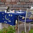 Rtteri 60 x 84 Inches Ramadan Tablecloth Decorations Eid Mubarak Washable Tablecloths Ramadan Cloths Polyester Eid Al Fitr Party Table Covers for Rectangle Table Dining Room Kitchen Decor(Blue)