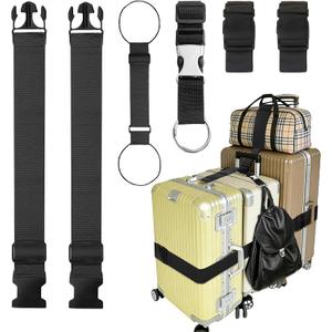 6PCS Luggage Straps for Suitcases, Adjustable Elastic Bungee Strap, Connect Up to 3 Suitcases, Luggage Connector Strap for Extra Bags, Travel Essentials for Carry-On and Backpacks