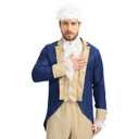 Founding Fathers Costume Colonial Style Judge Wig Lace Jabot and Cuffs Set, Perfect for Halloween, Cosplay, Party (White)