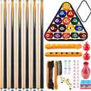 Jenaai 55 Pcs Pool Table Accessories 16 Pcs Billiard Balls 6 Set Pool Sticks Triangle Diamond Ball Holder Cue Chalks Cue Tip and Brush Set