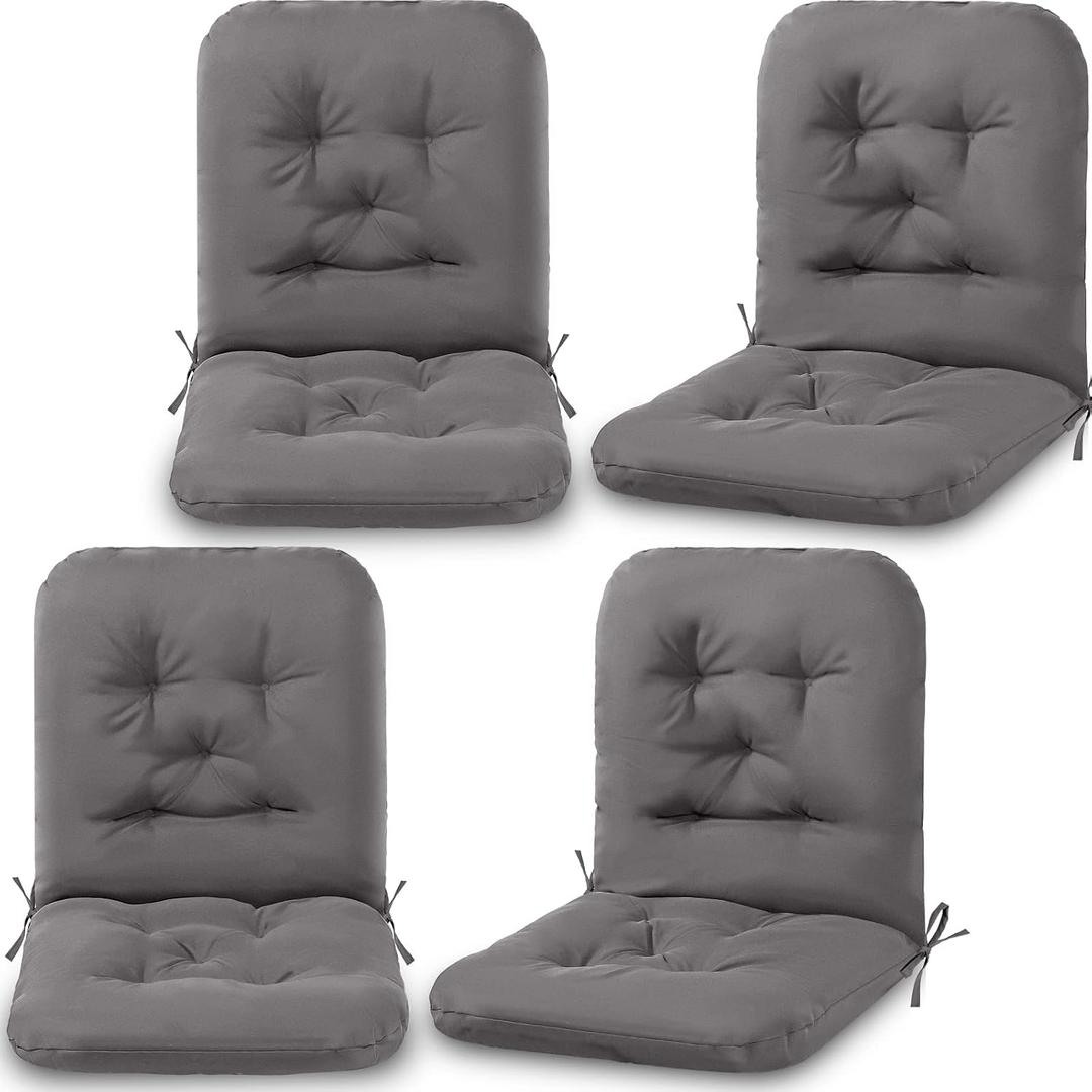 Chunful 4 Pack Tufted Back Chair Cushion Indoor Outdoor Weather Resistant Swivel Rocker Patio Chair Cushions for Outdoor Furniture (Dark Gray)
