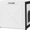 Dwanton Cat Litter Box Furniture Hidden, Cat Litter Box Enclosure, Reversible Entrance Can Be on Left or Right Side, Indoor Cabinet, Wooden Washroom, End Table, Nightstand, White, 23.6" L