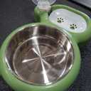 Dog Bowls, Cat Food and Water Bowl Set with Water Dispenser and Stainless Steel Bowl for Cats and Small Dogs - Green