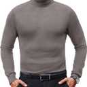 Mens Turtleneck Sweaters Slim Fit Long Sleeve Sweater Pullover Mens Turtle Neck Men Sweater Highneck Thermal (Small, Khaki Gray)