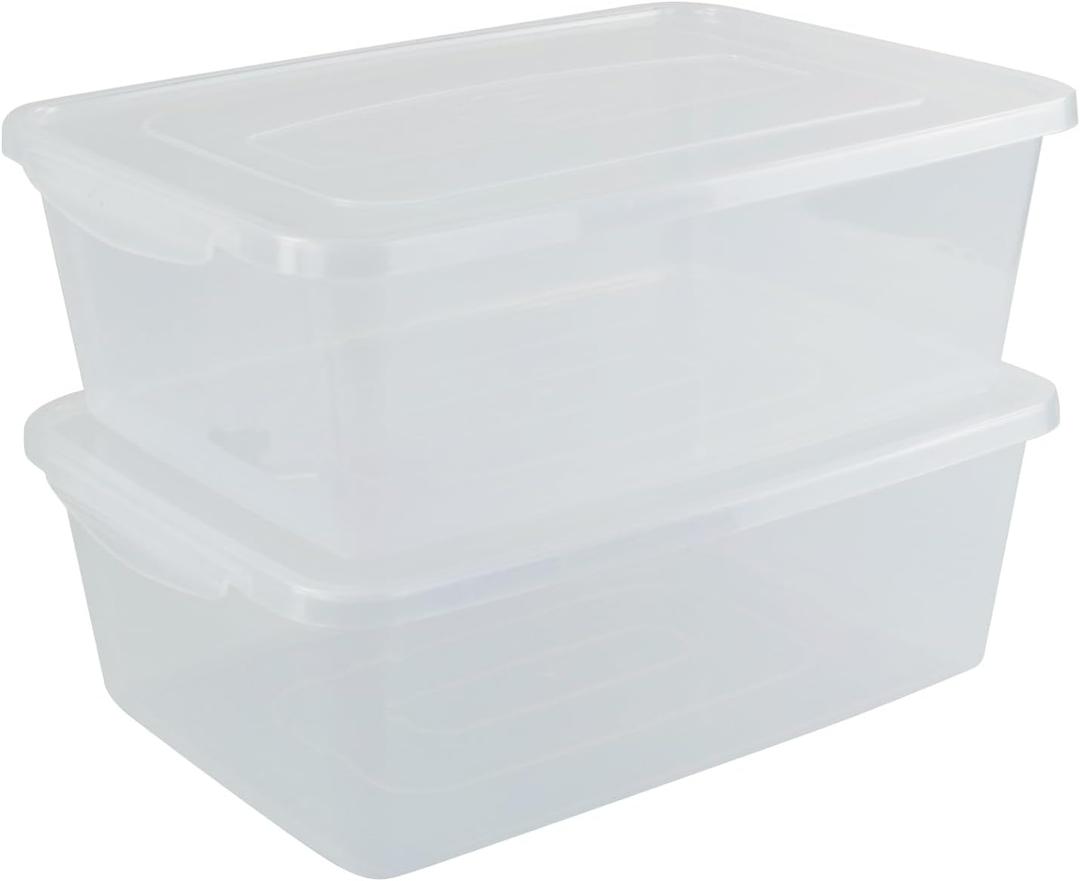 Vababa 2-Pack 16 L Pizza Dough Proofing Box with Lid, Clear Food Pizza Storage Container