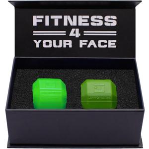 Jawzrsize Pop N Go and Custom Fit Jaw Enhancer Bundles- Jaw, Face, and Neck Exerciser and Toner, Blue, 2 Count