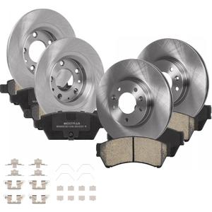 MOSTPLUS Front Vented Disc Rear Solid Disc Brake Rotors+Ceramic Brake Pad Compatible for 2006-2012 Ford Fusion Mazda 6 Lincoln MKZ Mercury Milan Brake Rotors Pads Kit