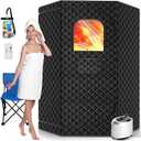 Portable Sauna Box for Home, Personal SPA Steam Sauna with 10 Min Fast Heating & 9 Levels Heat, Warm Sauna Tent with 3L/1200W Steamer, Folding Chair, Remote Control for Body Relaxation