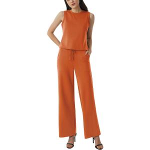 AFITNE Women's 2 Piece Lounge Set Air Essentials Outfits Sleeveless Tank Crop Top Wide Leg Sweatpants 2026 Tracksuit (Coffee691)