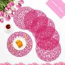 IcosaMro Rosy Round Placemats Set of 6 for Dining Table, 15 Inch Paper Woven Boho Decorative Circle Place Mat for Wedding Christmas Thanksgiving Day Holiday Dinner, 15 Inch, Rosy