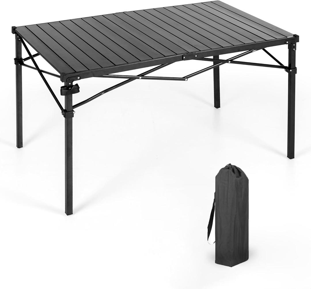 ALPHA CAMP Folding Camping Table, Portable Aluminum Roll-up Table, Lightweight Foldable Camp Table for Outdoor, Large Table for Picnic Barbecue Grill Beach Patio, 4-6 Person (Oversized Table)