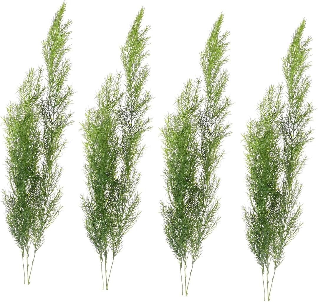 VICASKY 4pcs Realistic Pine Needle Rattan Lightweight Faux Plant Decor for Wall Hanging and Flower Arrangement Artificial Leaves Bundle for Home Party Decoration,17x9cm