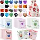24 Pack Valentines Day Gifts-Valentines Cards with Heart Shape Crystal Stones for Kids Classroom School Party Favor Boys Girls Valentine Exchange Gifts