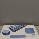 Wireless Keyboard and Mouse Combo, Ergonomic Full Size Typewriter Retro Round Keycaps Keyboard, Compatible with Windows, PC, Perfer for Home and Office Keyboards (Twilight Blue