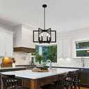 6-Light Black Chandelier Dining Room Light Fixture Geometric Metal Modern Industrial Pendant Lights Kitchen Island, Farmhouse Chandelier Lighting for Entryway Stairway Foyer Hallway