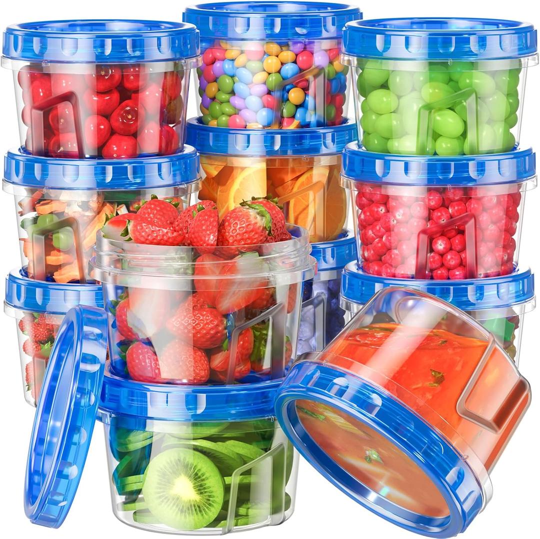 BiuLeon 12 Pack-17oz Freezer Storage Containers, Plastic Food Storage Containers with Twist Top Lids, BPA Free and Reusable Soup Containers with Lid, Microwave and Dishwasher Safe
