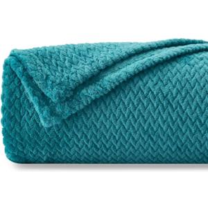 NEWCOSPLAY Super Soft Throw Blanket Dark Blue Premium Silky Flannel Fleece Leaves Pattern Lightweight Bed Blanket All Season Use (Dark Blue, Throw(50"x60"))