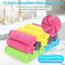 6 x Forggon 15pcs Microfiber Cleaning Cloth Lint Free, Absorbent, Streak Free, Non-Abrasive, Reusable and WashableCleaning Towels with 5 Color Assorted,11.5"X11.5"(Green/Blue/Yellow/Pink/Grey)