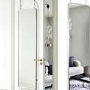 DMWOODFL 48"x14" Rounded Rectangle Over The Door Mirror - Full Length Tempered Glass & Aluminum Frame, No Drill Installation for Bedroom, Bathroom, Closet, Entryway (Silver White)