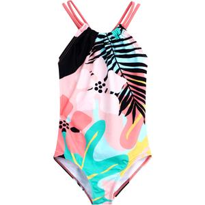 Kanu Surf Girls' Jasmine Beach Sport Halter One Piece Swimsuit (12, Aria Coral)