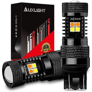 AUXLIGHT 7443 7443LL 7444NA T20 Switchback LED Bulbs 16SMD Chipsets Parking Lights/Daytime Running Lights/DRL and Turn Signal Lights with Projector replacement, White/Amber (Pack of 2)