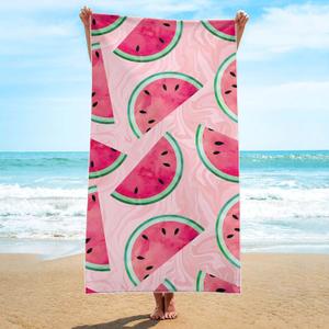 Cotton Beach Towel 63 x 32 inch Large Sand Free Towels for Travel,Quick Dry Absorbent Swimming Beach Towels for Pool Yoga Gym Camping (Pink Watermelon)